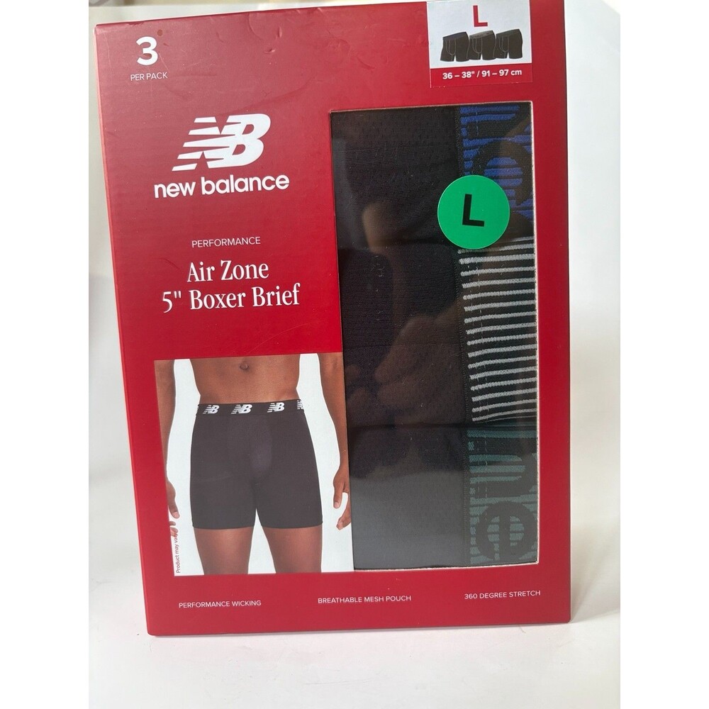 New Balance Air Zone 5" Boxer Briefs Men L 36-38 3 Pack Performance NEW